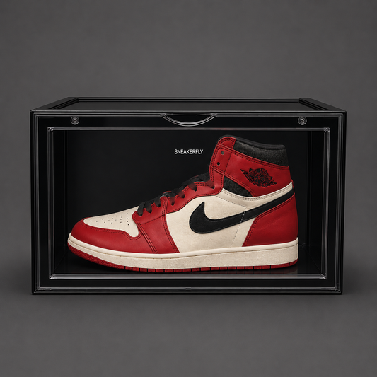 Caixa Acrílico Preto com tênis Air Jordan 1